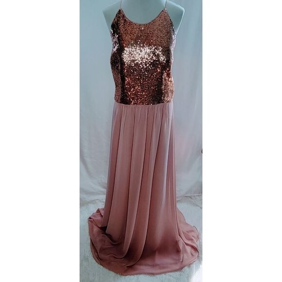 Jasmine B2 Sequin & Chiffon Bridesmaid Long Gown Dress Style B193007 Size n20 - Picture 2 of 10